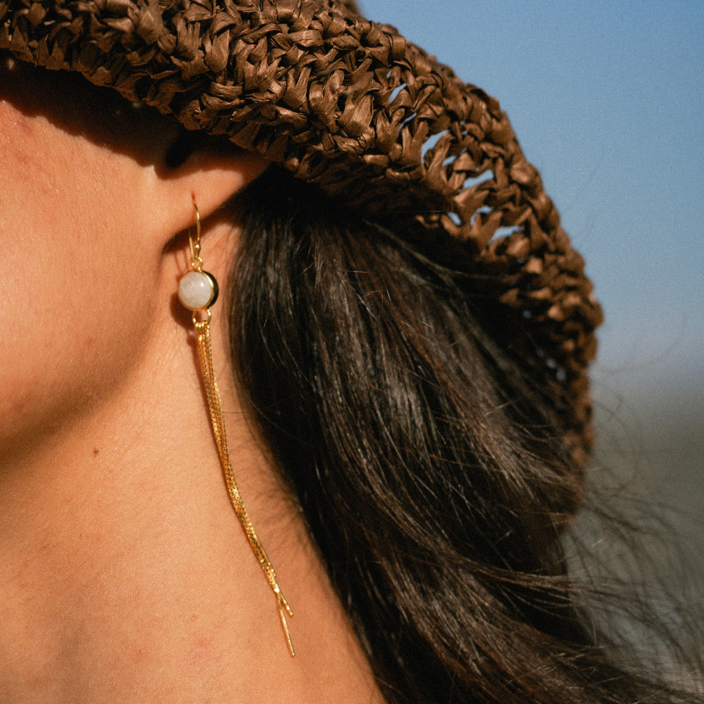 Padang Moonstone Earrings - Gold