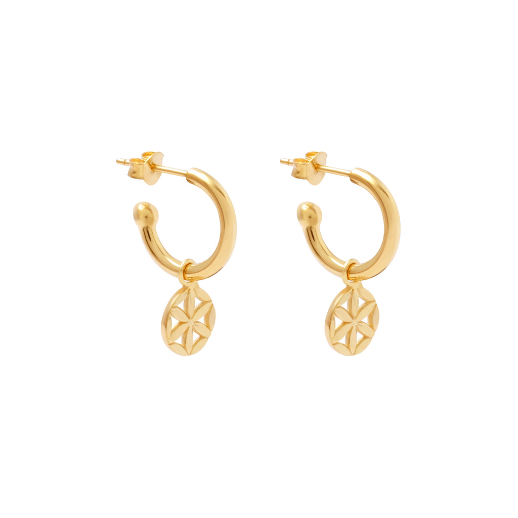 Fortune Hoop Earrings - Gold