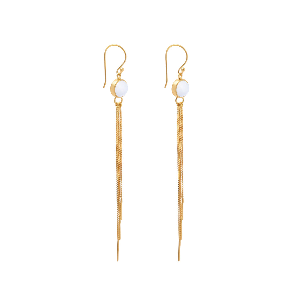 Padang Moonstone Earrings - Gold